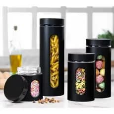 Pote Porta Mantimento de Vidro e Metal com Visor 900ml (Médio) e 1,3L (Grande) – Wolff