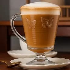 Lyor-Conjunto 4 Taças Para Cappuccino Relevo Borboleta Lines Butterfly 240ml Vidro Elegante