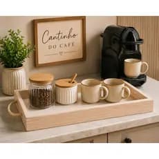 Bandeja Retangular em MDF com Fundo Tipo Palha Natural e Alças – Lyor