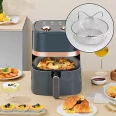 Cesto Redondo de Aço Inox para Air Fryer com Alça 21cm x 6cm – Wolff
