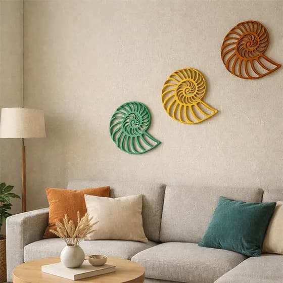 Decoração de Parede 3 Peças Conchas