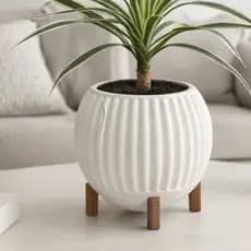 Vaso Decorativo Redondo  Com Pés  Planta Natural ou Artificial - Kit 1 ou 2 Unidades