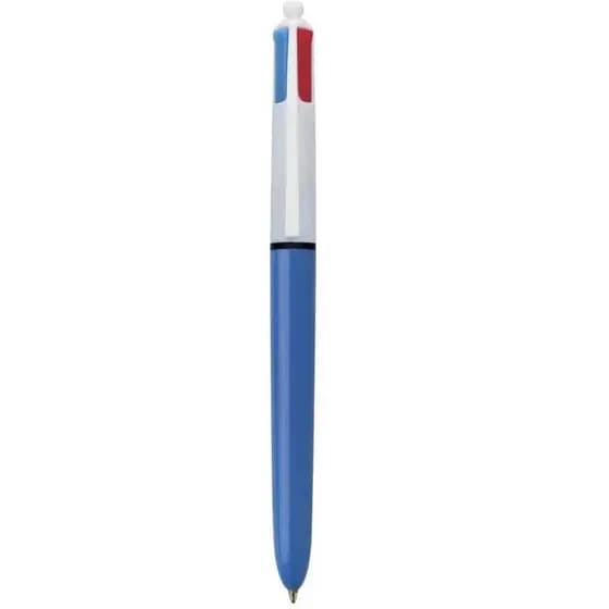 Caneta Bic 4 Cores - 1 unidade - Ponta Esferográfica Média de 1.0mm - Corpo Azul - Cores  Azul, Vermelho, Verde e Preto