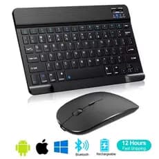 Mini Teclado Sem Fio Bluetooth Slim Com Mouse