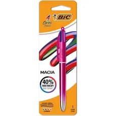 Caneta BIC Escrita Média Retrátil, BIC, 4 Cores Macia, Corpo Degradê Metálico Rosa, 1 Unidade