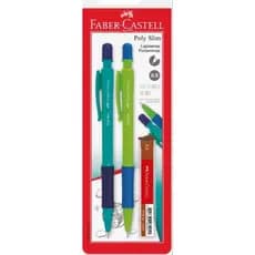 Lapiseira Faber-Castell Poly Slim 0.5mm - Kit Com 1 Azul e 1 Verde Grátis Refil de Grafite