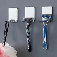 Kit 2 Suporte Barbeador Lâmina Babear Gancho Aço Inox Multiuso Adesivo