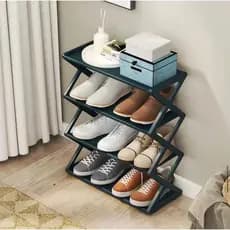 Sapateira Prateleira Sanfonada 4 Andares Organizadora Plástico 8 Pares Preto SAZ