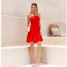 Vestido Curto Verão Viscolinho com Detalhes em Volante e Alças para Looks Elegantes e Casuais Tamanhos P, M, G e GG