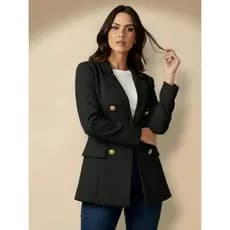 Blazer Feminina Casaquinho Maxi Longo Sobretudo Alfaiataria Social  Com Botão estilosa   dia  a dia