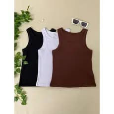 kit 3 blusas regata feminina básica americana verão blogueira estilosa tendencia  dia  a dia