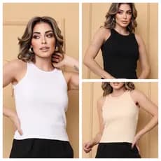 kit 3 blusas regata americana verão blogueira estilosa tendencia  dia  a dia