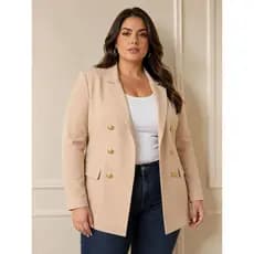 Blazer Feminina Manga Longa Alfaiataria Com Botões Plus Size G1 G2 G3 Estilo Elegante e Confortável