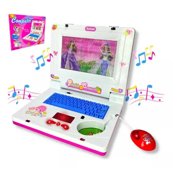 Laptop Infantil Musical Rosa - Música, Luzes e Criatividade em um Design Compacto