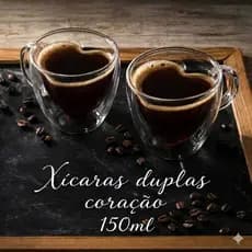 Kit 2 Xicaras Vidro Caneca De Café Dupla Isolamento Térmico 150ml