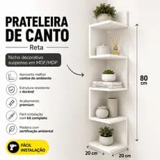 Nicho Prateleira de Canto Suspensa Zig Zag Branco MDF Estante Decorativa Multiuso