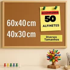 Quadro Lousa Cortiça Moldura Madeira Avisos Recados Quadro de Avisos Anotações Diversas Medidas