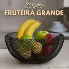 Fruteira De Mesa Cesto De Frutas Aramado Cozinha Metal Luxo Organizadora Moderna Black Preto