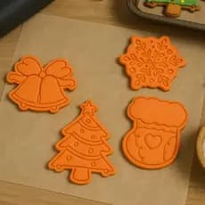 Kit 4 Cortador Marcador Cookie Natal Papai Noel Presente sinos árvore floco bota