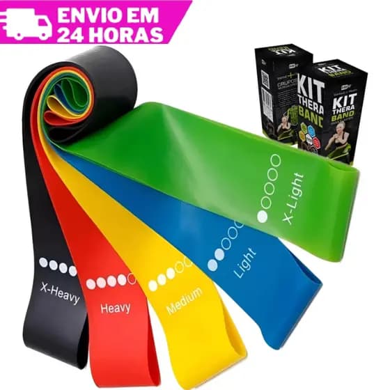 Kit 5 Elásticos para Exercícios Original Mini Band Elástico de Exercício Crossfit Fisioterapia