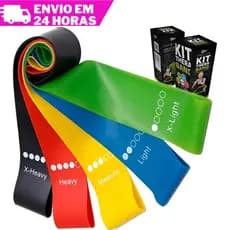 Kit 5 Elásticos para Exercícios Original Mini Band Elástico de Exercício Crossfit Fisioterapia