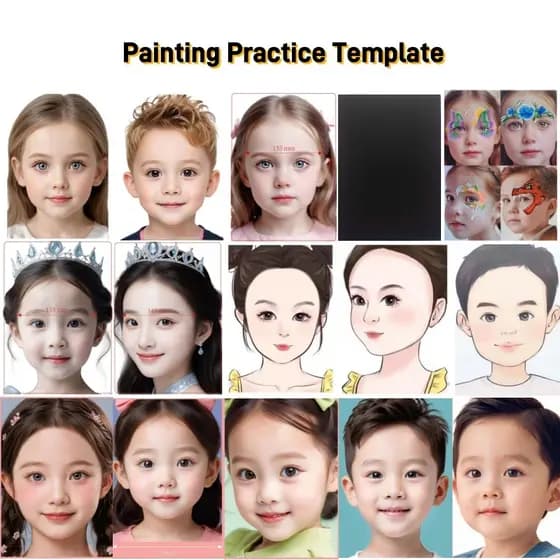 Modelo De Exercício De Pintura Reutilizável Rosto Arte Corporal Estênceis De Plástico Ferramentas De Maquiagem Menina E