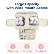Bolsa De Maquiagem Portátil De Grande Capacidade , Compartimento De Abertura Dupla , Organizador De Viagem , Produtos De
