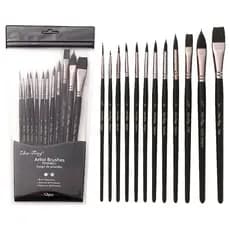 12pçs Conjunto De Pincéis De Cabelo De Nylon , Cabo Preto , Kit Arte Para Pintura A Óleo Artístico Com Saco De Plástico
