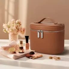 Bolsa De Maquiagem De Couro PU De Grande Capacidade Caixa Portátil Para Mulheres Meninas Organizador De Cosméticos De Hi