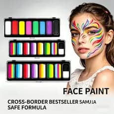 Paleta De Pintura Facial Lavável De 8 Cores , Bandeja De Mistura De Arte Corporal Infantil Para Festival De Maquiagem De