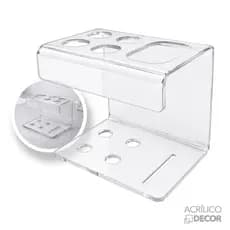 Suporte Porta Escova De Dentes e Pasta em Acrilico - Organizador Banheiro, Pia, Parede, Decoração