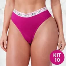 Kit Calcinhas de Algodão Cotton Cós Alto Forro 100% Algodão Conforto - Julia