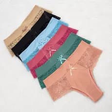 Kit 4 Calsinhas Feminina Renda Tanga Cintura Alta Microfibra Premium - Flor