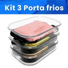 3 Porta Frios Transparente Resistente para Geladeira - Porta Frios Empilháveis