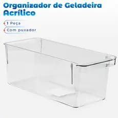 Organizador Transparente Multiuso Geladeira Cozinha Armário 26,8 x 11 x 10 - 1 Peça
