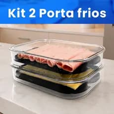 2 Porta Frios Transparente Resistente para Geladeira - Porta Frios Empilháveis