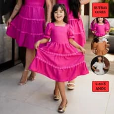 Vestido Infantil Filha Rodado Moda Evangélica Terracota Off Rosa Renda (UNITARIO)