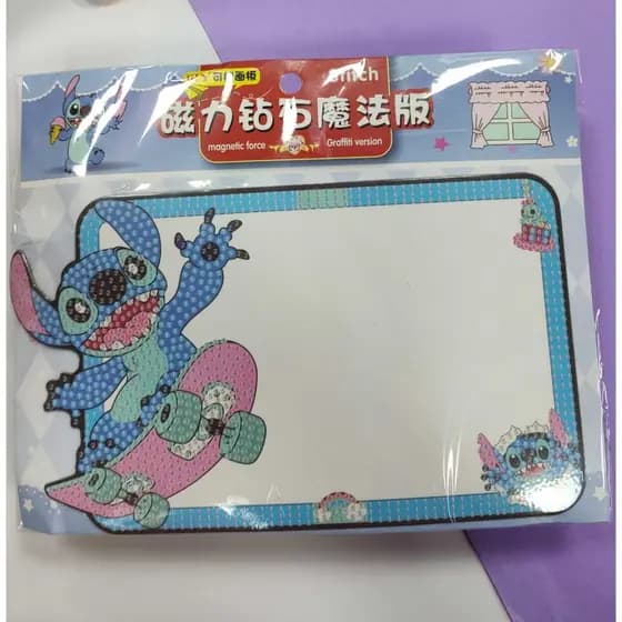 Kit Pintura De Diamante 3d Stitch COM QUADRO BRANCO E CANETA