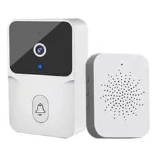 Campainha com Câmera Sem Fio Inteligente WiFi Interfone Áudio HD Branca Residencial Visão Noturna