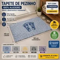 Kit Tapete de Banheiro Xadrez Pezinho 100% Algodão  Macio e Seguro, Absorve e Seca