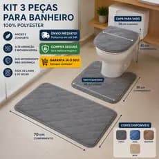 Kit 3 Peças Jogo De Banheiro 100% Polyester, Aconchego, Ambiente Bonito