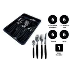 Kit Talheres Inox 25 Peças Clássico – Facas Garfos e Colheres | Uso Diário