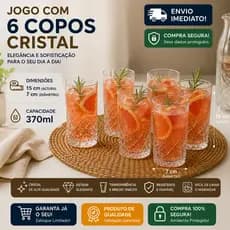 Jogo Com 6 Copos 370ml Requinte, Designer Elegante, Sorfisticado, para bebidas e Água