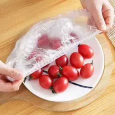 100pcs conjunto de filme plástico descartável PE, capa transparente minimalista para alimentos para cozinha