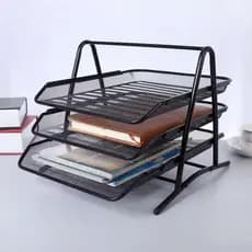 Suporte para Documentos 2 e 3 Níveis Multiuso Bandeja Organizador de Mesa para Escritório Porta Livros Prateleira