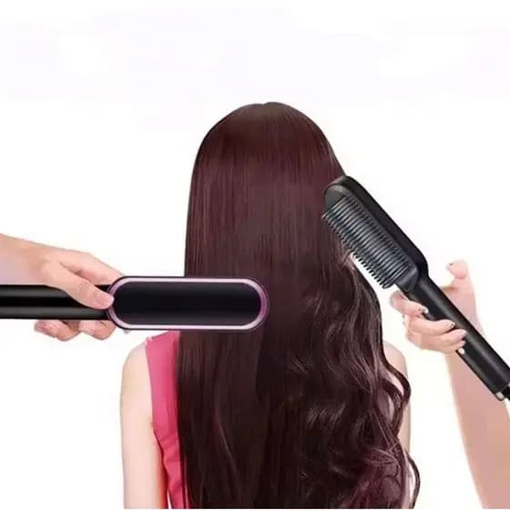 Escova Alisadora 3 em 1 Elétrica Modeladora de Cabelo 110/220 Bivolt Anti Frizz para Alisar e Modelar
