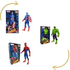 Kit 3  Bonecos Articulado Marvel Vingadores 22cm (Homem Aranha/Capitão Amérrica/Hulk)  - Allseasons