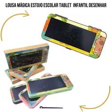 Lousa Mágica Estojo Escolar Tablet  Infantil Desenhar