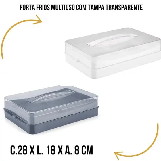 Porta Frios Multiuso com Tampa Transparente - Empilhavel