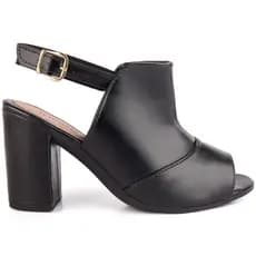 Sandália Babuche Feminina Fechada Ankle Boots Sapato Salto Alto Grosso Bloco Fivela Preto Blogueira Social